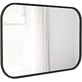 Umbra Hub Rectangular Mirror with Rubber Frame, Modern Decor for Entryways, Washrooms, Living Rooms, 24 x 36, Black