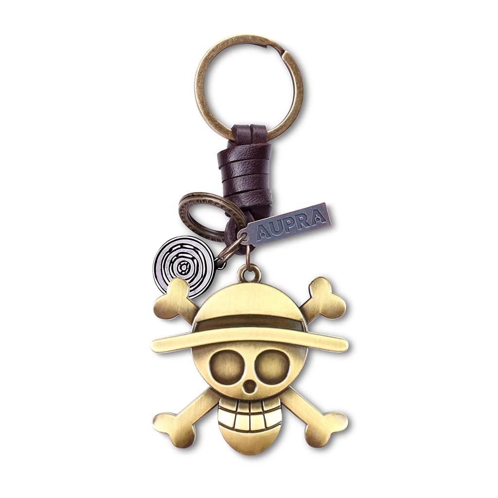 AuPra 3D Skull Keyring Gift for Women & Men | Handmade Leather Skeleton Key Ring | Vintage Charm for Home, Car & Door Keys | Halloween Keychain Present for Her & Him