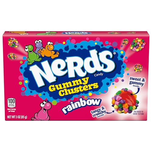 NERDS GUMMY CLUSTERS, CANDY, RAINBOW, CRUNCHY AND GUMMY, 3 OZ