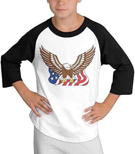 QulujianG The Eagle And The American Flag Youth Middle Sleeve Shoulder - Shoulder T-shirt M
