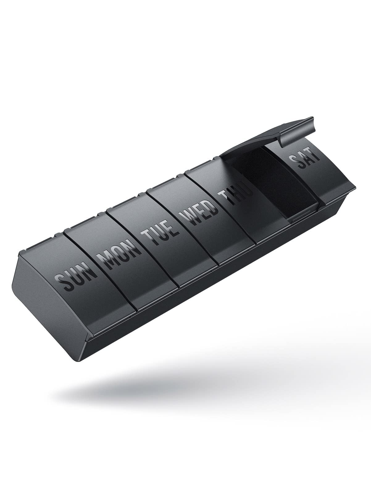 Extra Large 7 Day Pill Box Organiser, Weekly Vitamin Case Box Large Capacity Compartments, BPA-Free Medication Organiser, Daily Pill Case to Hold Vitamins (Black 1 Pack)