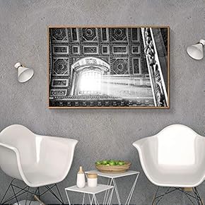 Floating Framed Canvas Wall Art for Living Room, Bedroom Black and White Building Canvas Prints for Home Decoration Ready to Hang - 16x24 inches