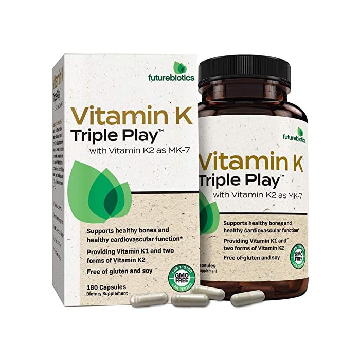 Futurebiotics Vitamin K Triple Play (Vitamin K2 MK7 / Vitamin K2 MK4 / Vitamin K1) Full Spectrum Complex Vitamin K…
