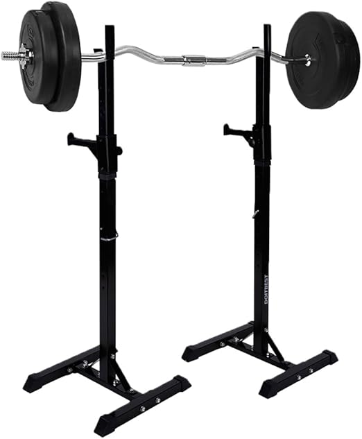 CCLIFE Soporte para Pesas Barra Pesas Estante Ajustable con Barra Curva Pesa 30kg Carga MAX 150 CCLIFE Soporte para Pesas Barra Pesas Estante Ajustable con Barra Curva Pesa 30kg Carga MAX 150