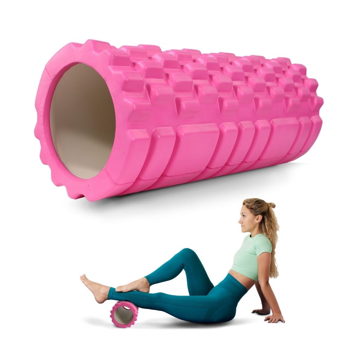 Mobiclinic®, Foam Roller, Portable, Versatile, FitRoller, 14 x 33 cm, Gym Equipment, Massage Roller, All Body, Ultra-Lightweight, for Yoga and Pilates, EVA Foam