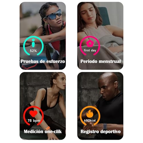 FEISEDY Pulsera Inteligente Rastreador de Actividad y Fitness Monitoreo Todo el día Rastro de Actividad, estrés, frecuencia cardíaca, sueño Cientos de Modos Deportivos con la aplicación Gratuita