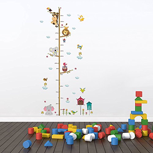 decalmile Animals Monkey Elephant Tree Branches Height Chart Kids Wall Stickers Removable Wall Decals Baby Nursery Childrens Bedroom Living Room Decoration