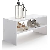 LOWOSA 2-Tier Stackable Shoe Rack, Holds 6&ndash;9 Pairs, 24.6 Inches, White | Freestanding Wooden Shoe Shelf with Upgraded Stability, Space Saving, Perfectly Fits Closet, Entryway, Office and Dorms