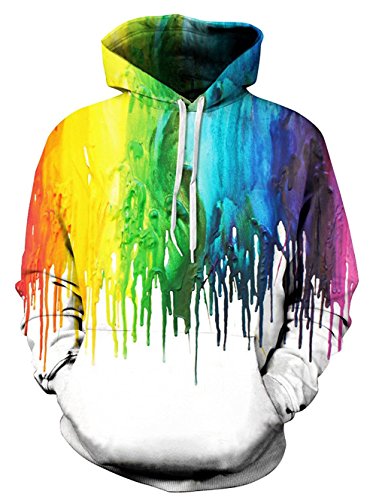 UNIFACO Paint Couple Hoodies Neon Printed Hoodies 3D Graphic Jumpers Sportswear Medium