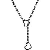Marrywindix Heart Slip Chain Necklaces Stainless Steel Y-Necklace Choker Necklace Cuban Punk Gothic Collar Chain for Women