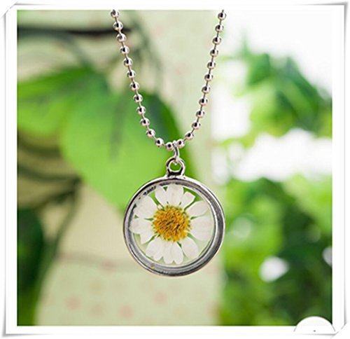 Real Flower Necklace, Glass cover， Real Dried Flowers, Birthday Gift - Thumbnail 4