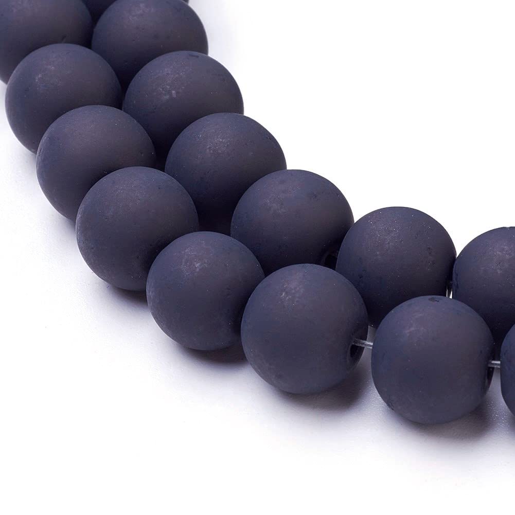 Perlin Frosted Glass Beads Ball Black Beads 10 mm Matt Strange Iced Pearl R60