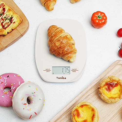 Tomiba Food Kitchen Scale Measures in Grams and Ounces for Cooking Baking Keto and Meal Prep EK6011 Cream