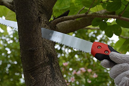 Scie de taille, Scie à main à lame incurvée de 11 po avec ergonomie antidérapante et santé professionnelle pour l\'élagage des arbres, le camping, la chasse, la boîte à outils et plus encore