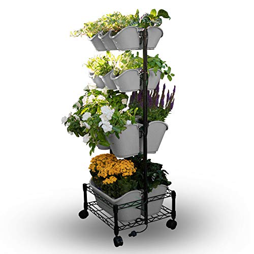 Watex Mobile Green Wall, Double Frame, (Cool Gray), BPA Free Planters