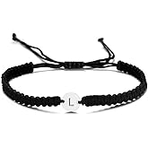 Initial Bracelets for Women Men Stainless Steel Engraved Coin Disc Monogram Letters Charm Bracelet Minimalist Jewelry Matching Couple Bracelets