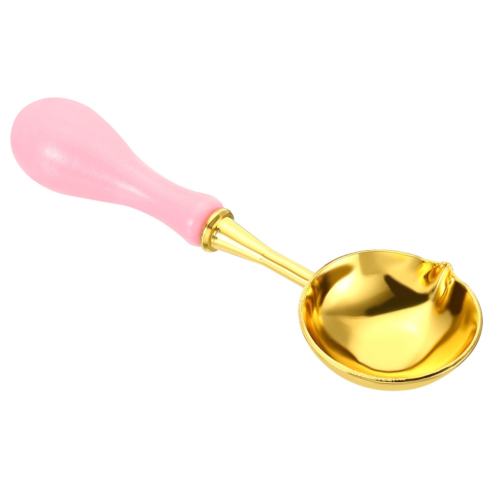 PATIKIL 4" Wax Seal Spoon, Wax Sealing Melting Spoon Brass Vintage Wooden Handle for Wax Seal Stamp Envelope Art Craft, Pink/Golden