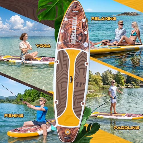 TIDETREK 11'/11'6" x 33"/34" x 6" Inflatable SUP Paddle Board – Extra-Wide, Stable Stand Up Paddle Board with Premium Full Accessory Set for Adults & Youth