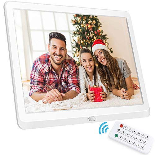 10 Inch Digital Photo Frame, NAPATEK Digital Picture Frame 1920×1080 IPS Display Electronic Picture Frame 1080P HD Video Playback Calendar Alarm Remote Control Support 128G SD -White