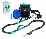 Ultimate Hands Free Dog Leash with Training Treat Pouch, Complete Premium Training Kit, Strong Dual Handle Bungees, Adjustable Waist Belt + Bonus Collapsible Bowl and 1 Roll of Poop Bags by 2Bexpert