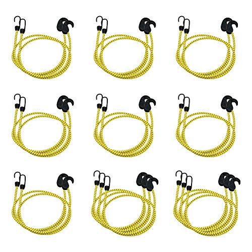 Amazon Basics Adjustable 36Inch Bungee Cords, 2tone Yellow + black, 2Pack (20Piece
