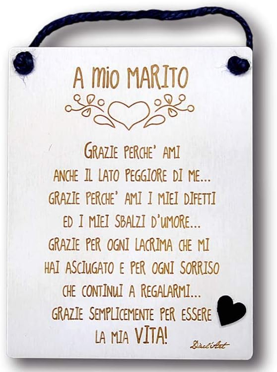 Regali Di Natale Per Mio Marito.Dacl Art Targa In Legno Marito Grazie Tg Mar 01 Made In Italy Amazon It Casa E Cucina