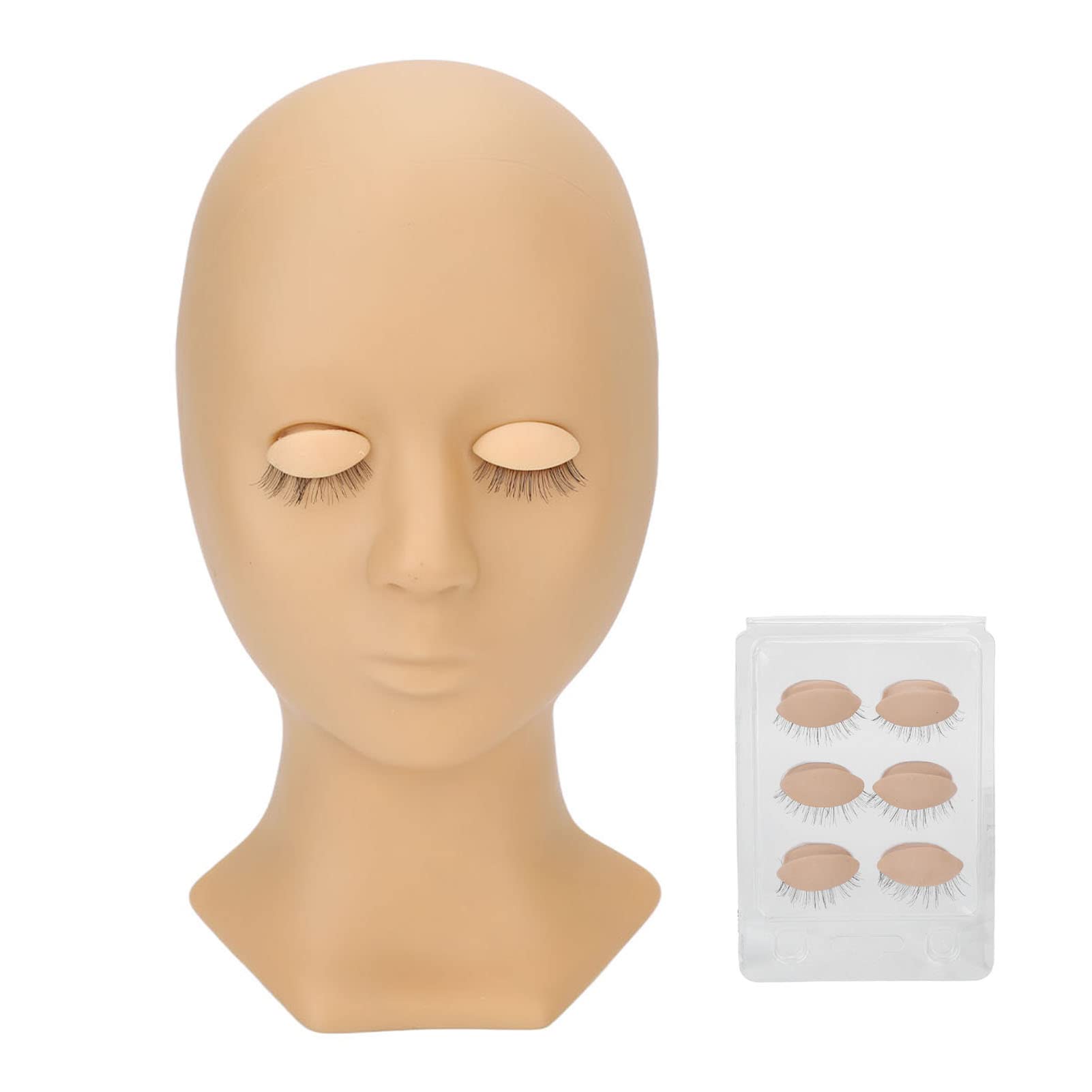 Lash Extension Practice Mannequin Head Silicone Makeup Training Head with 4 Pairs Replaceable Eyes for Lash Extension Practicing(02)