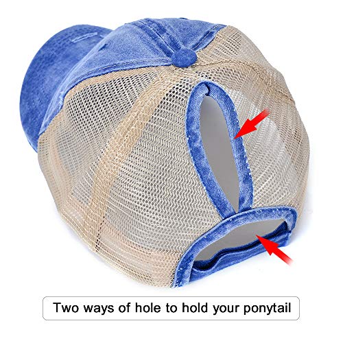 image for Rosoz High Ponytail Hole Baseball Hats Cap for Women,Messy Bun Hat Adj