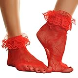 2 Pairs of Lace Anklet Socks with Ruffles