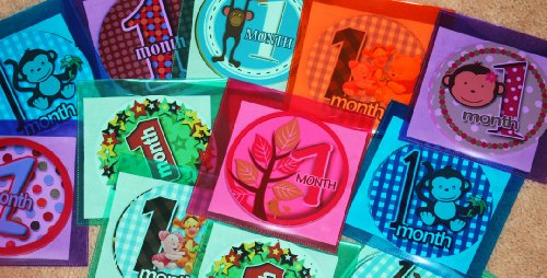 image for Monthly Baby Bodysuit Stickers, GREEN WINNIE POOH FRIENDS Baby Month O