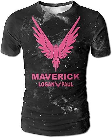 Logan Paul Logo Maverick Pink Men's Short Sleeve T-Shirt Tee Round Neck Full 3D Graphic Printed