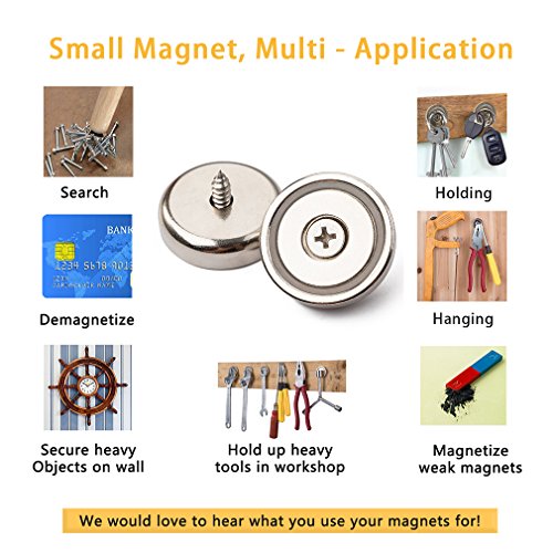 GREATMAG Extreme Power Rare Earth Cup Magnets,1.26" Diameter, Industrial Strength Round Base Neodymium Magnets, Countersunk Hole for #10 Bolt, 90 LBS Holding Force, Pack of 6