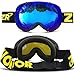 ZIONOR XA Ski Snowboard Snow Goggles for Men Women Anti-fog UV Protection Spherical Dual Lens Design (VLT 18.4% Black Frame Revo Blue Lens)