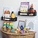 Wallniture Utah Nursery Book Shelves - Set of 2 Floating Bookshelf for Kids Room - Multi-use Kitchen Spice Rack and Bathroom Organizer, Wood Black