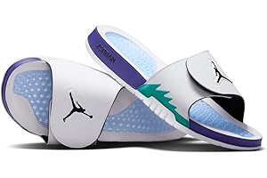 Jordan Hydro V Retro Men's Slides (555501-103, White/Black/New Emerald/Grape Ice)