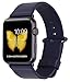 JSGJMY Apple Watch Band 42mm Men Navy Genuine Leather Loop with Black/Space Grey Metal Clasp for iWatch Series 3,Series 2,Series 1,Sport,Edition