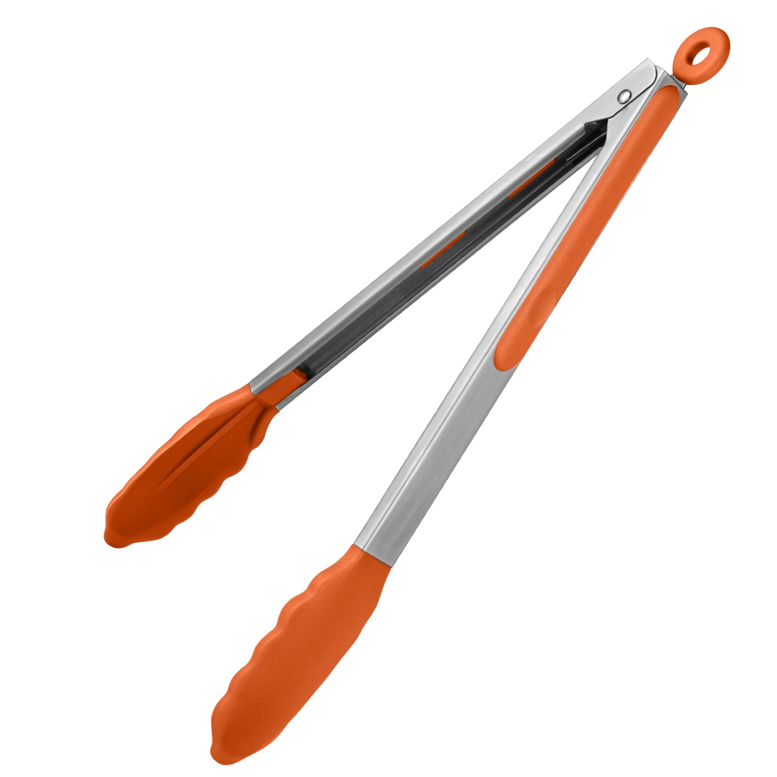 U-Taste 30cm Silicone Tongs: 315℃ Heat Resistant Kitchen Tong with Firm Sealed Non Stick Rubber Tips, Silicon Coated 18/8 Stainless Steel Handle and Smooth Locking for Cooking Serving BBQ (Orange)