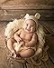 DALIYREPAL Liphontcta Jay-EE Newborn 4 Pcs Photography Props Set Baby Photo Prop Long Ripple Stretch Wrap, Headband, Ears Hat and Faux Fur Backdrop Blanket (Beige)