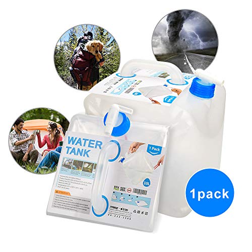 ITRAZ 2.6 Gallon Collapsible Water Container with Spigot, BPA-Free FDA PE Water Carrier Jug, Portable Water Canteen for RV Camping Hiking Fishing BBQ Outdoor and Hurricane Flood Fire Emergency