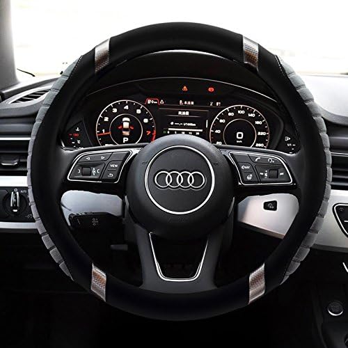 Audi A4L40TFSI A3 A5 A6L A8L Q3 Q5 Q7 warm woolen car steering wheel winter,Black grey 601 flocking