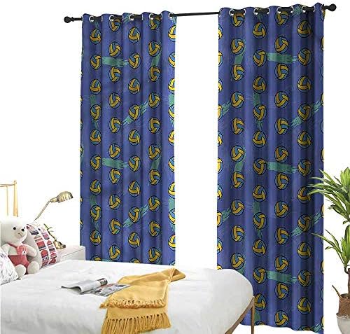 Flora Grant W96 x L108 Nursery/Baby Care Curtains,Sports,Beach Volleyball Active Life,Pattern Print Decor Boys Curtains