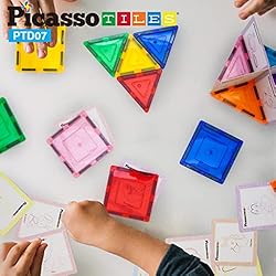 PicassoTiles 42PCs Magnetic Building Tiles Learning