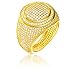metaltree98 Iced Out Men Luxury Gold Tone All Around CZ Band Double Round Pinky Ring G 15644