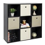 Best Choice Products 9-Cube Stackable Bookshelf Display Storage System Compartment Organizer with 3 Removable Back Panels, Black