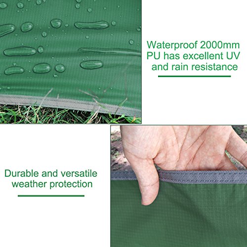 YZtree Tarp Tent ,10x10ft Waterproof Fly Tent Tarp Ripstop Nylon Camping Camping Shelter with 170" Centerline for Camping, Hiking, Backpacking, Hammock, and Outdoor Living - Thumbnail 3