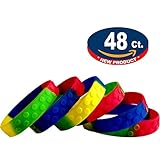 Eventitems 48 Pack Silicone Bracelets for Kids - Kids Birthday Party Wristbands - Kids Size