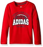 adidas Little Boys' Graphic Long Sleeve Shirt, Light Scarlet Heather, 6