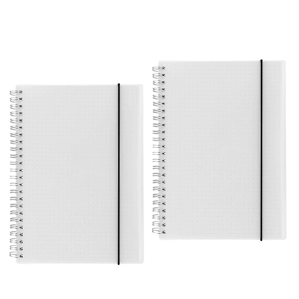 Shulaner A5 Dotted Wirebound Spiral Notebook Notepad, 80 Sheet Dot Grid Paper Frosted PP Cover Journal Notebook with Rubber Rope, Pack of 2 (A5-Dotted) — image 1