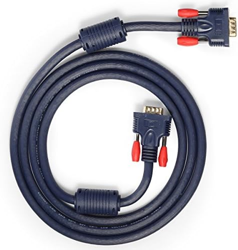 Infinnet 28AWG Tinned Copper Gold Plated Connectors Standard 15-Pin Male to Male D-Sub Cord VGA Cable with Ferrites, Dark Blue - 6 Feet