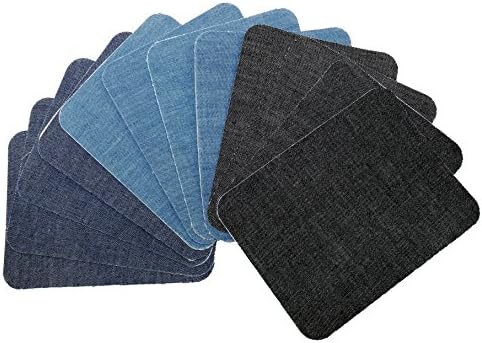 Denim Iron-On Patches for Clothing Jeans Repair Kit 12 PCS, 3 Colors (4.9" X 3.7")
